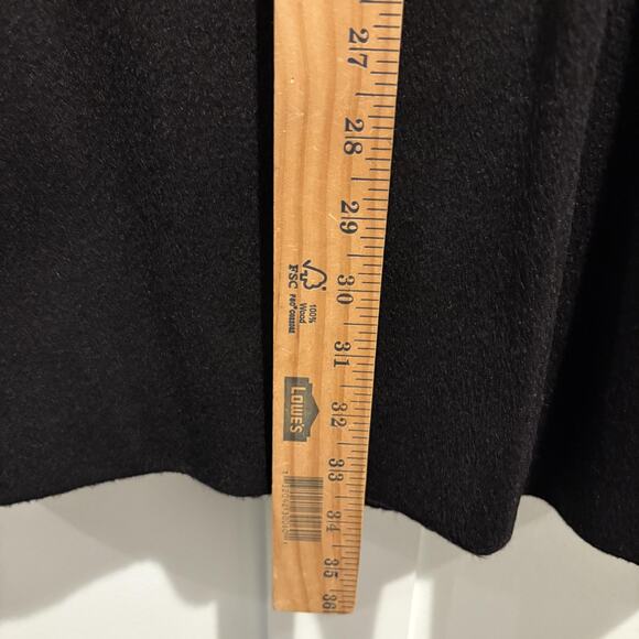 Vintage Black Pea Coat Women Large Wool Blend Andover Fabric USA 70s Loring - Picture 8 of 12